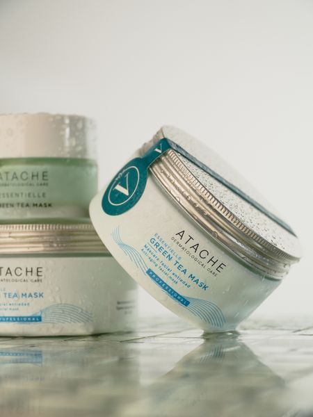 Відновлювальна заспокійлива маска з зеленим чаєм Atache Essentielle Reaffirming Mask Green Tea, 200 мл A001 фото